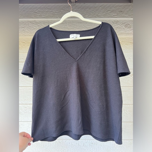 Madewell Texture & Thread Black V Neck Short Sleeve Top size XXL - Picture 5 of 9